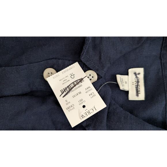 J. Crew Factory Linen-blend belted mini shirt-dress Womens Size Small Navy Blue - Picture 5 of 8